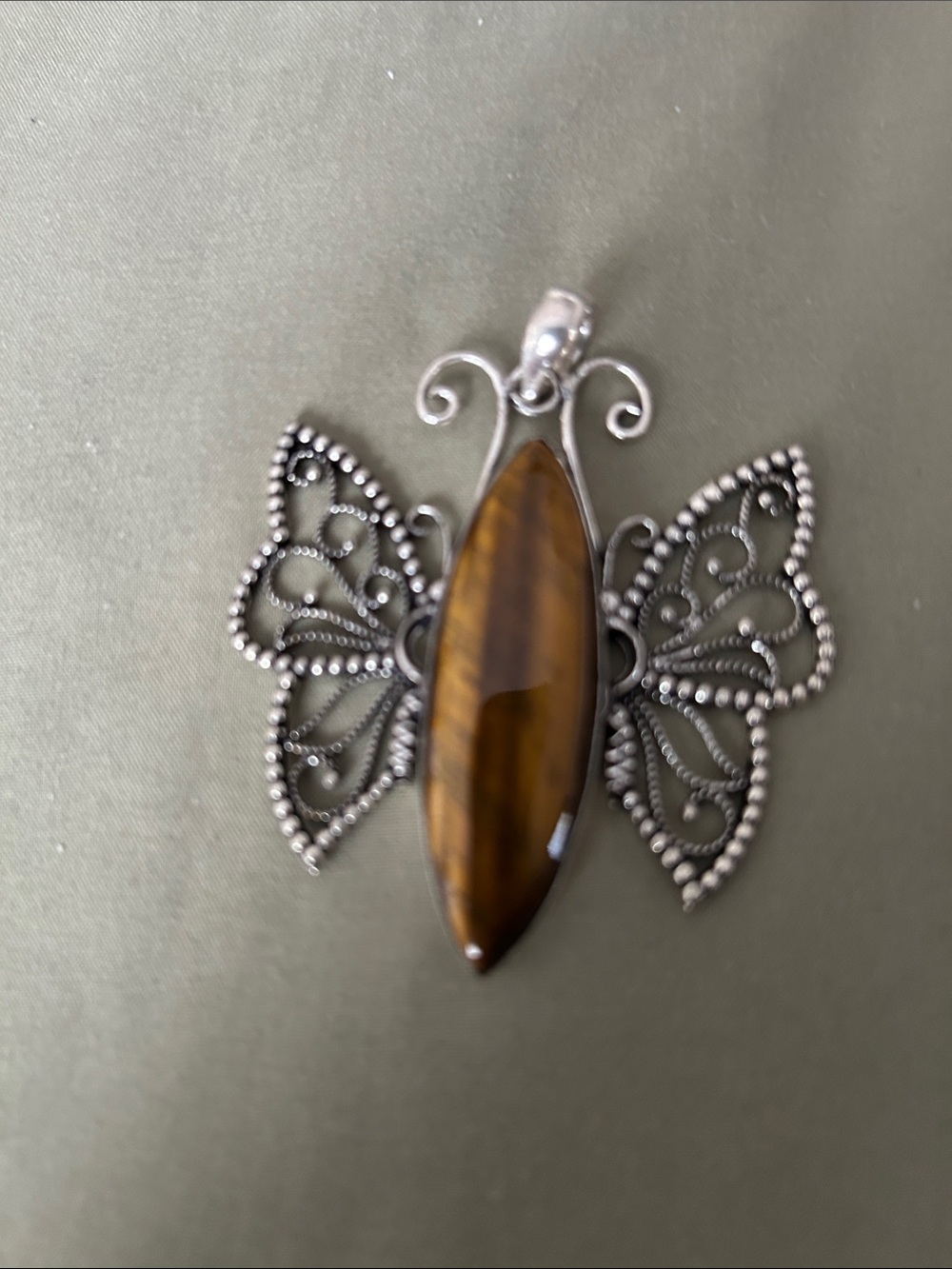 Tiger’s eye butterfly pendant